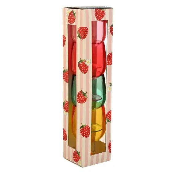 Strawberries & Cream Stacking Wine Glasses Reusable Set
