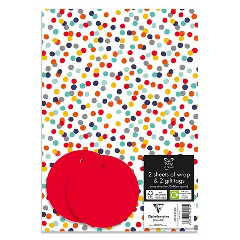 Summer Multi Dot Wrap & Tag Pack (2 Sheets & 2 Tags)