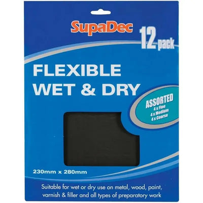 Supadec Flexible Wet & Dry Assorted 12 Pack 230X280mm - DIY