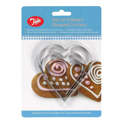 Tala Heart Shaped Cutters Stainless Steel 3pk - Kitchenware