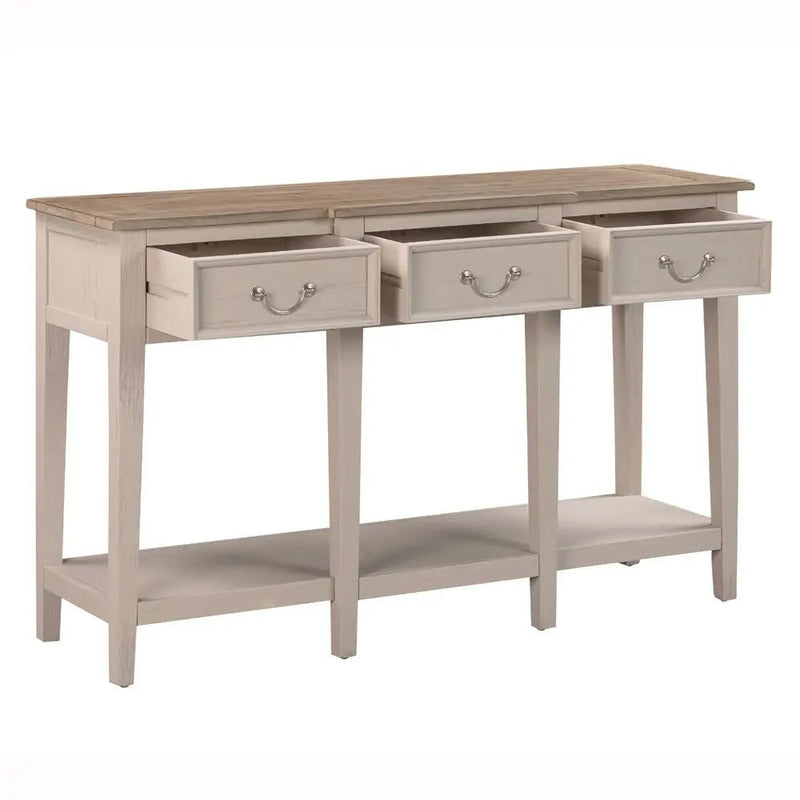 Tannery Putty Three Drawer Console 130 x 40 x 80cm - Tables