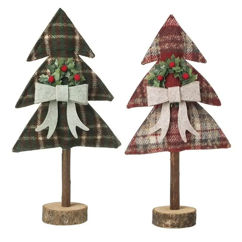 Tartan Christmas Tree With Bow - Various Sizes (1 Tree