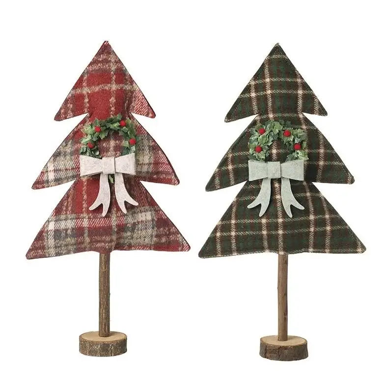 Tartan Christmas Tree With Bow - Various Sizes (1 Tree