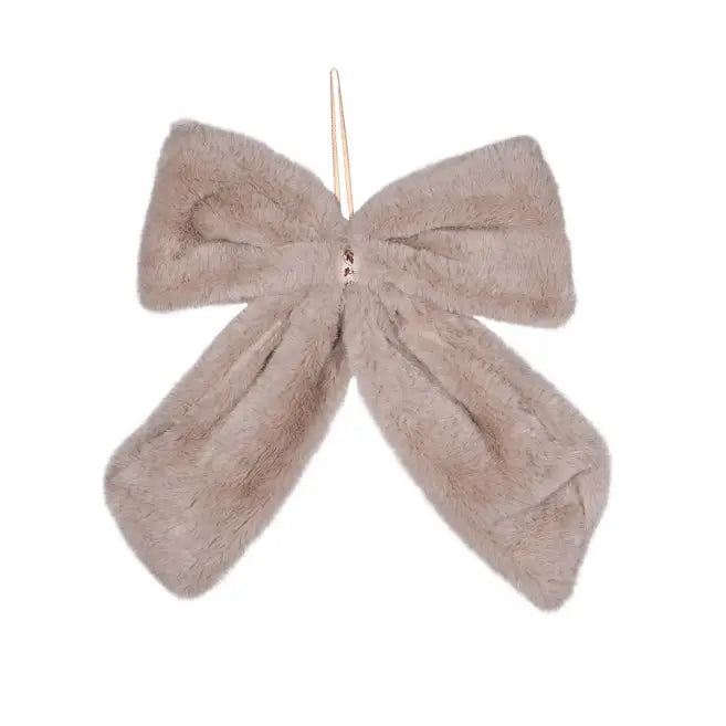 Taupe Fluffy Bow - Christmas >> Tree Top