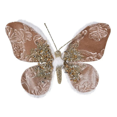 Taupe Sequin Butterfly Clip On - Seasonal & Holiday