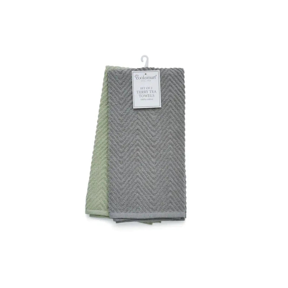 Terry Tea Towels 2 Pack - Chevron - Kitchenware