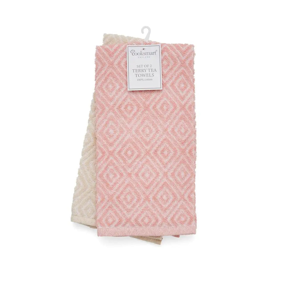 Terry Tea Towels 2 Pack - Diamond - Kitchenware