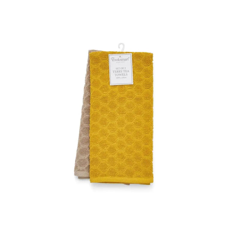 Terry Tea Towels 2 Pack - Honeycomb - Kitchenware