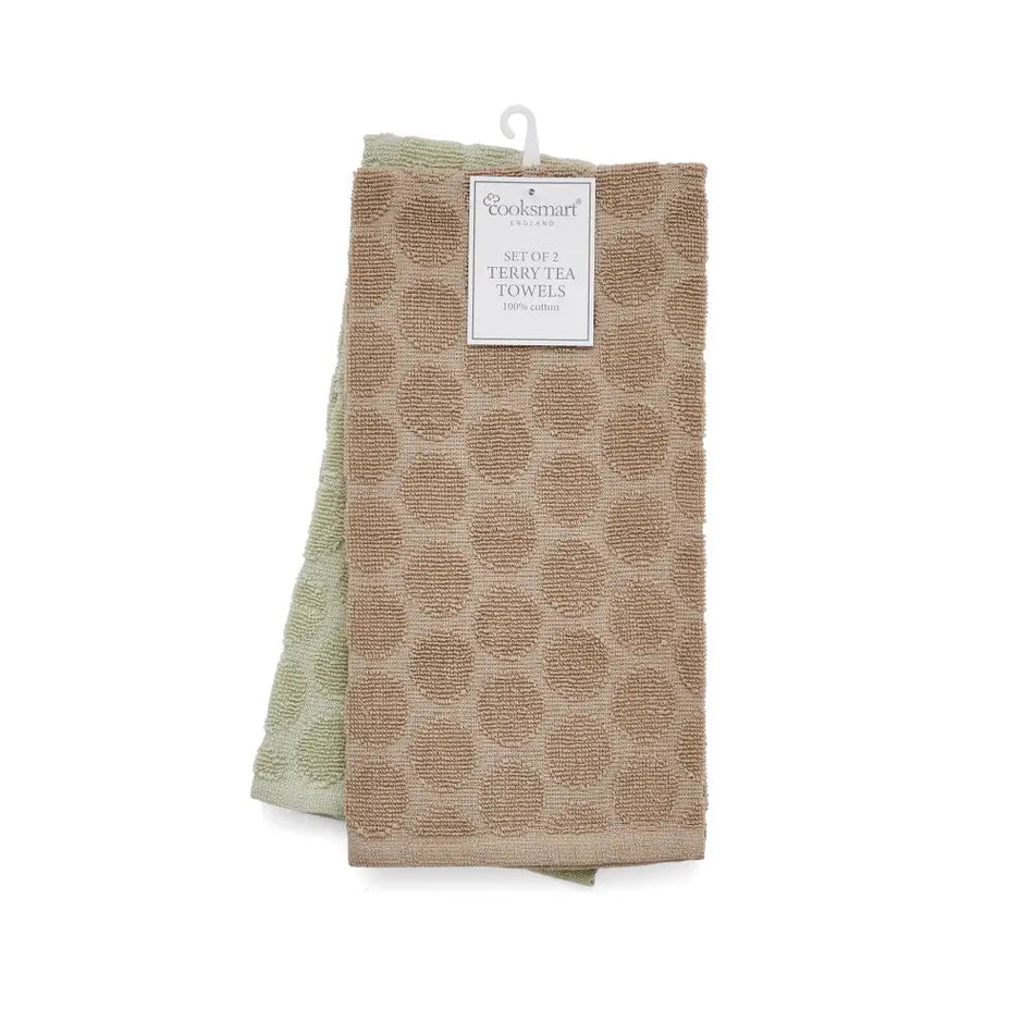 Terry Tea Towels 2Pk - Spot - Kitchenware