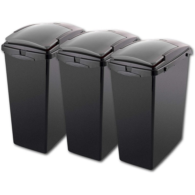 Addis Recycling Bins With Grey Swing Lid - 40 Litre - 3 Pack
