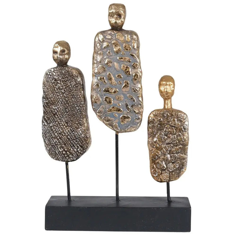 Three Golden Figurines on a Stand 30x7x46cm - Figurines