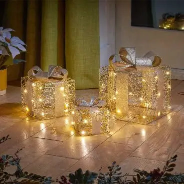 Three Kings Gold Weave Faux Gift Boxes Set of 3 Christmas