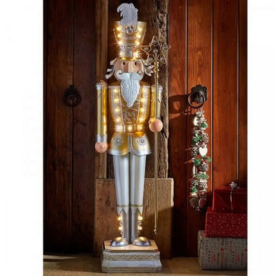 Three Kings In-Lit Giant Traditional Nutcracker White & Gold