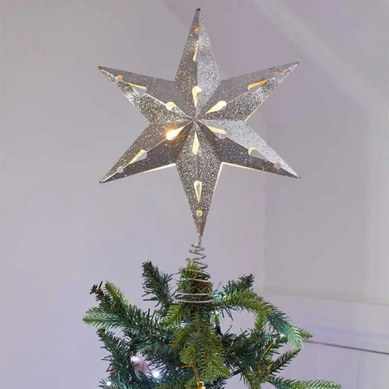 Three Kings Light-up Star Tree Toppers - Silver - 33cm -