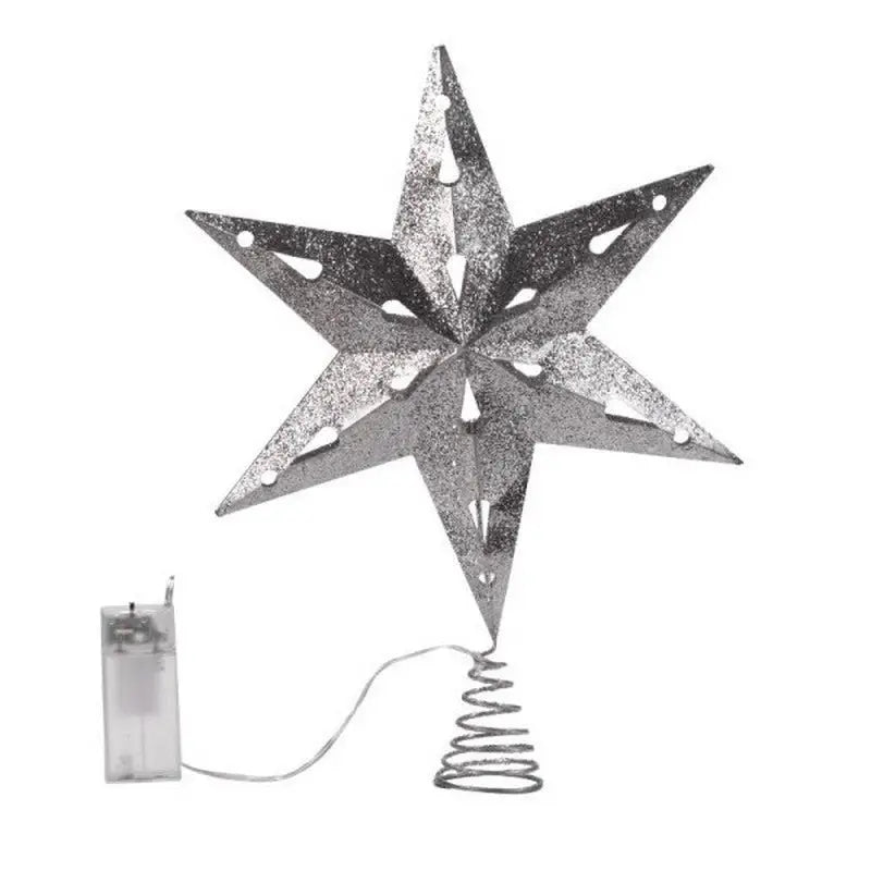 Three Kings Light-up Star Tree Toppers - Silver - 33cm -