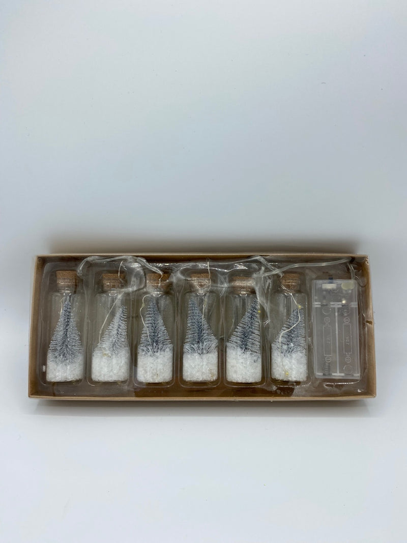 Silver Lit Tree Garland In Bottle X6 B/O