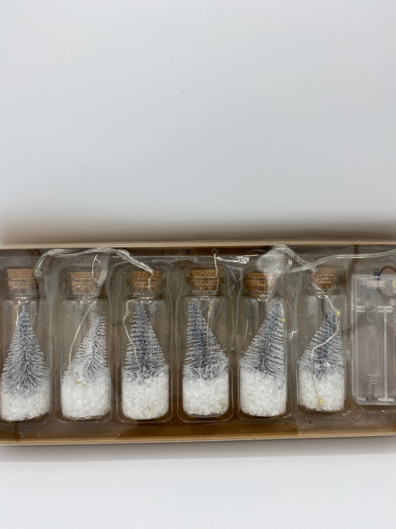 Silver Lit Tree Garland In Bottle X6 B/O