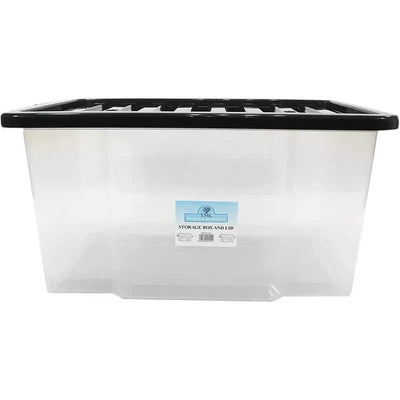 TML Clear Storage Box Black Lid 50L - Storage Box