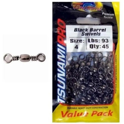 Tsunami Pro Jarvis Walker Black Barrel Swivels - Various