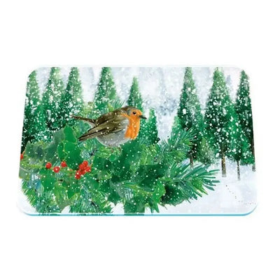 Tuftop Christmas Robin Medium Glass Worktop Protector