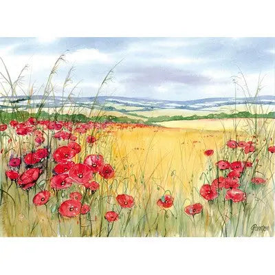 Tuftop Poppies Large 40X50cm Glass Worktop Saver -