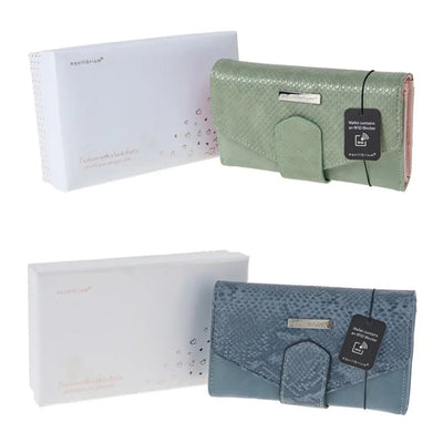 Two Tone Medium Purse With RFID Blocker - Green OR Blue -