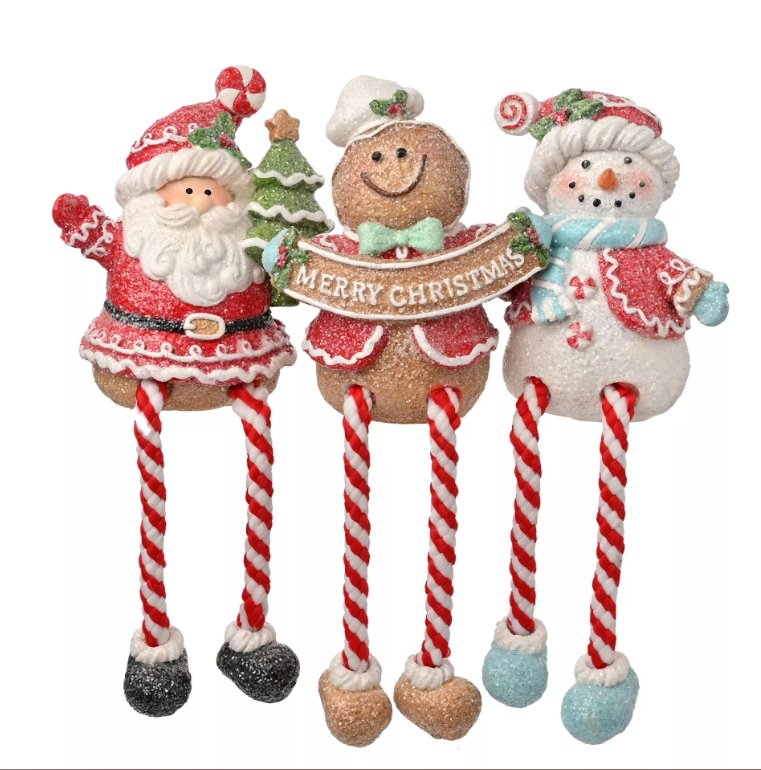 Santa & Friends Gingerbread Shelf Sitters - 3 Asst. 1 Sent (Santa, Gingerbread & Snowman)