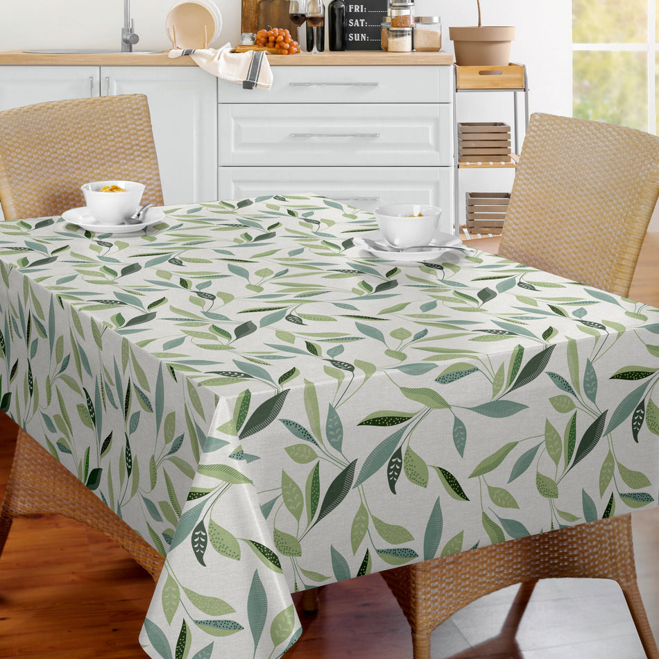 Green Leaf Table Cloth - Bonita - Per Half Meter