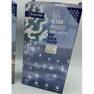 Ultra Brights 1000 Large LEDs White (Silver Wire) 20M