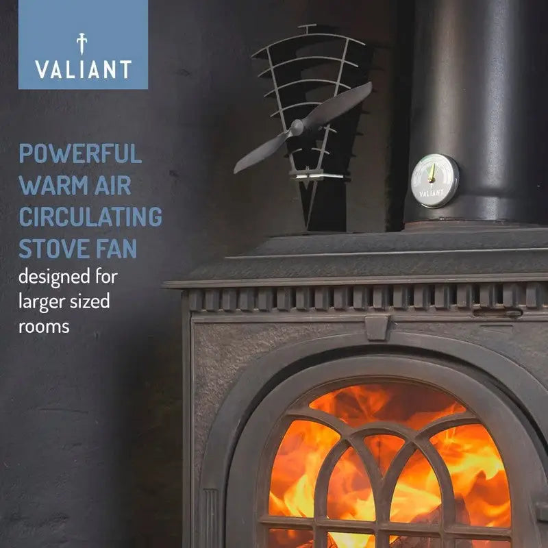 Valiant Premium Heat Powered Log Burner & Stove Fan - Black