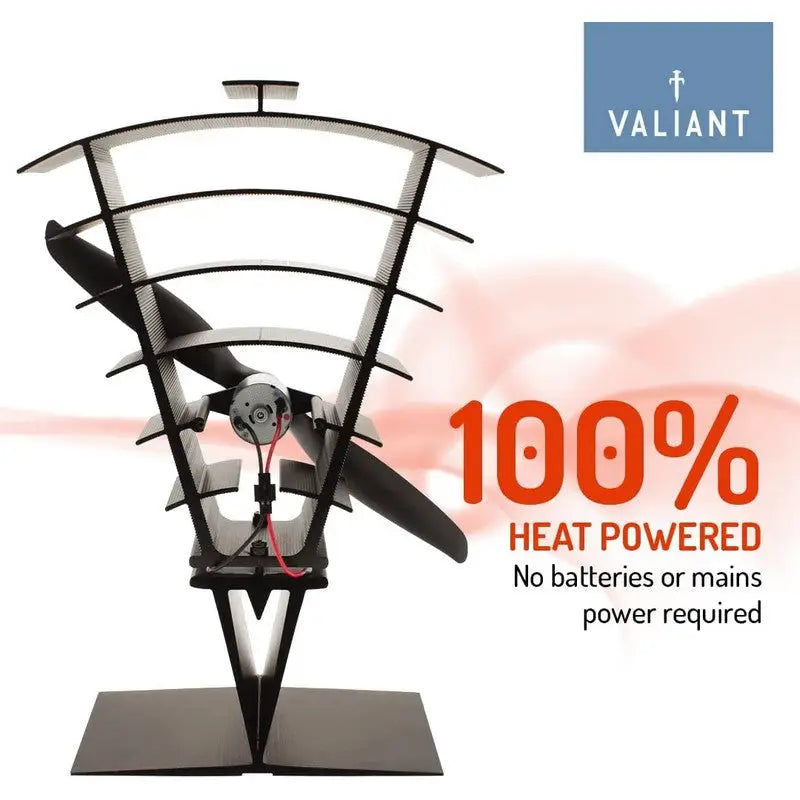 Valiant Premium Heat Powered Log Burner & Stove Fan - Black