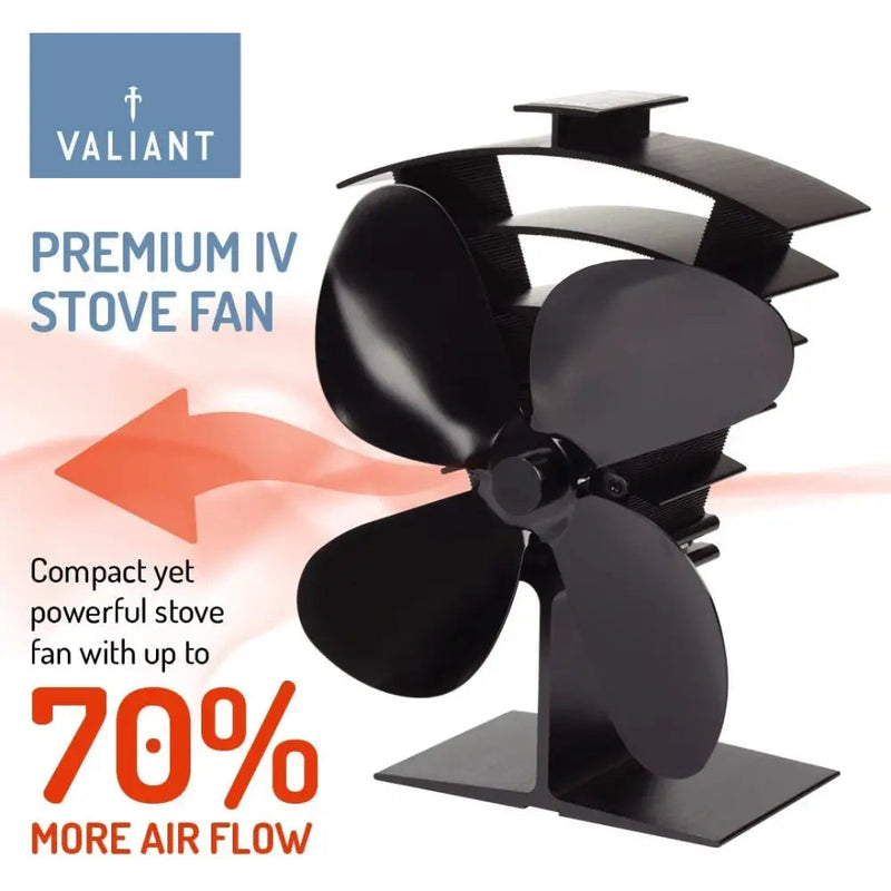 Valiant Premium Heat Powered Log Burner & Stove Fan - Black