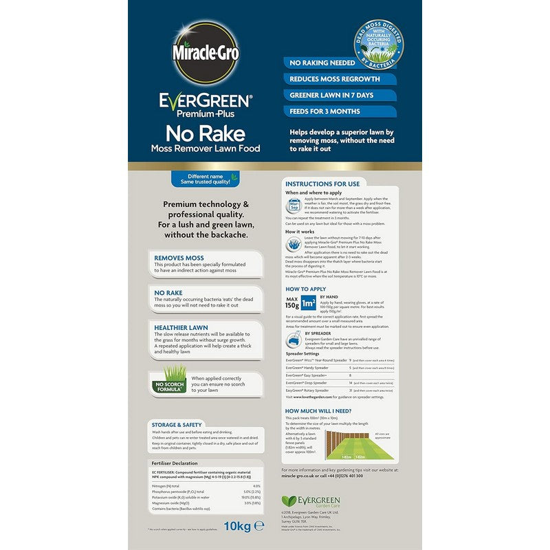 Evergreen Miracle-Gro Premium Plus No Rake Moss Remover 100m2