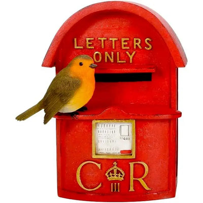Vivid Arts Red Post Box Birdhouse with Robin (CR) - Giftware