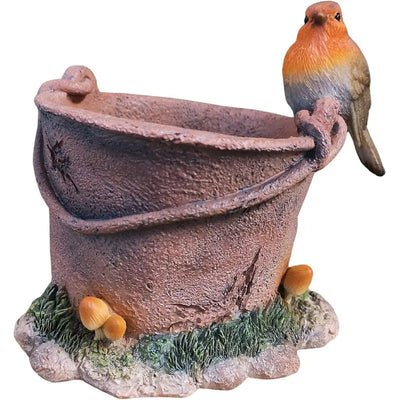 Vivid Arts Robin on Rusty Pail Planter - Giftware