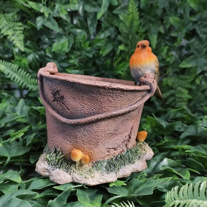 Vivid Arts Robin on Rusty Pail Planter - Giftware