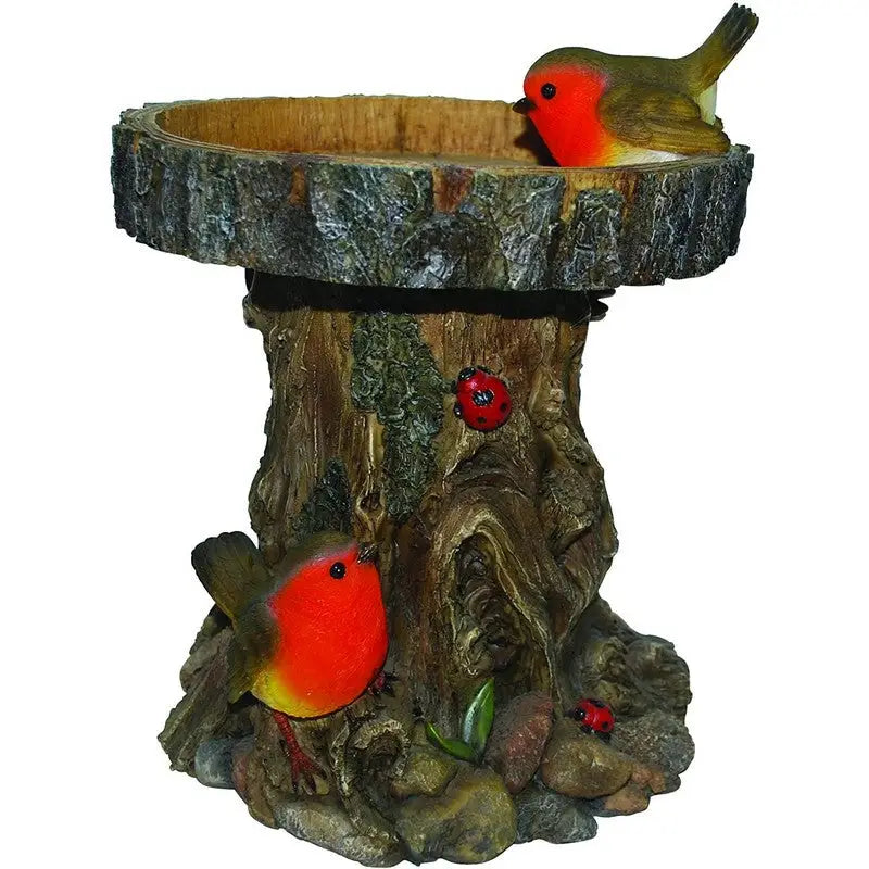 Vivid Arts Robin Tree Trunk Bird Bath Decorative