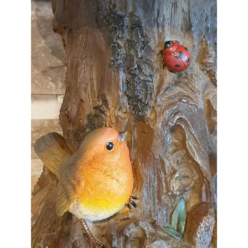 Vivid Arts Robin Tree Trunk Bird Bath Decorative