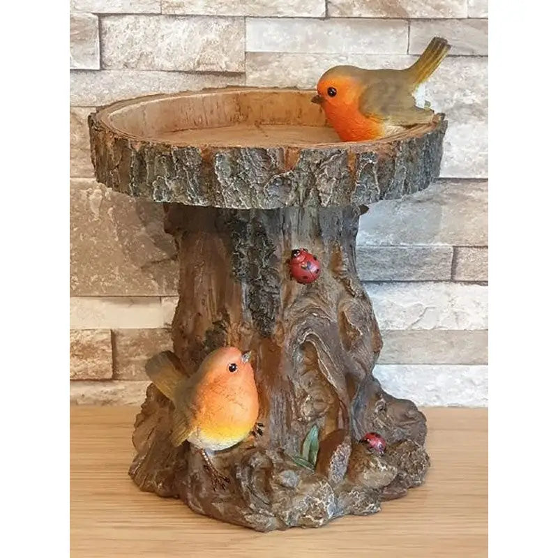 Vivid Arts Robin Tree Trunk Bird Bath Decorative