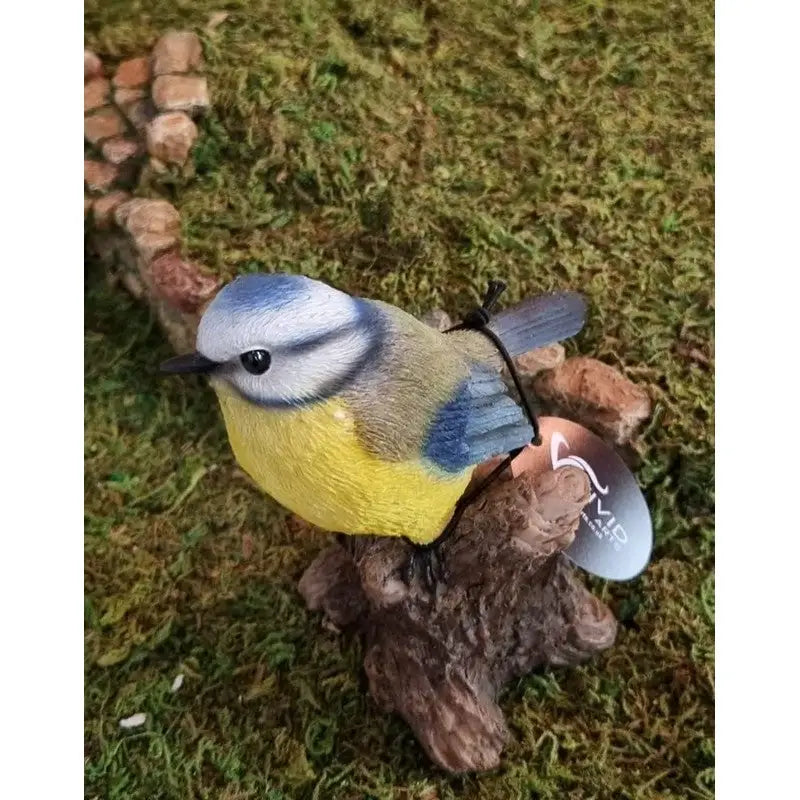 Vivid Arts Singing Blue Tit on Stump - Giftware