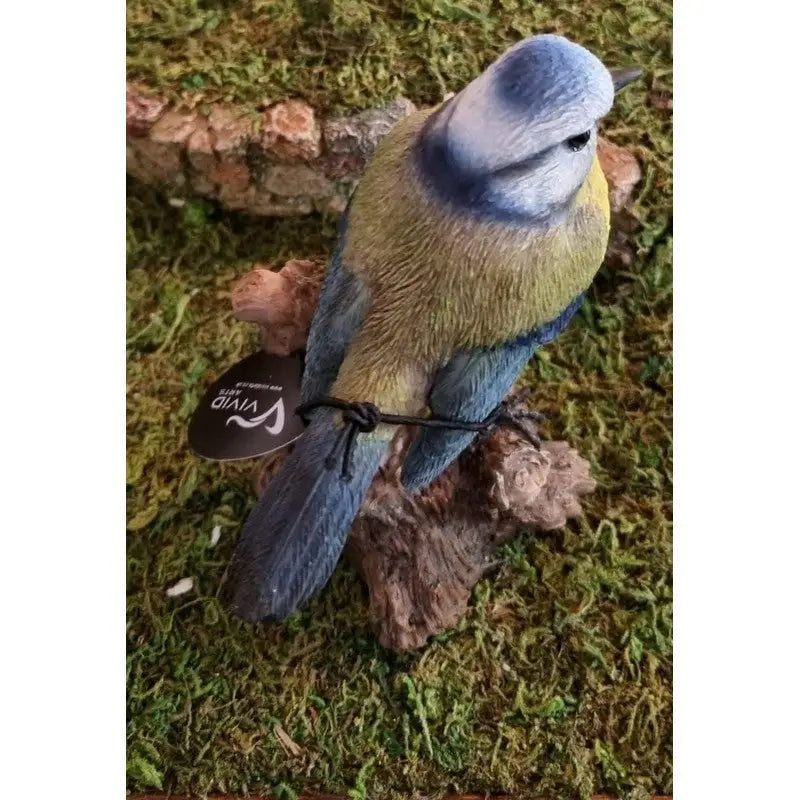 Vivid Arts Singing Blue Tit on Stump - Giftware
