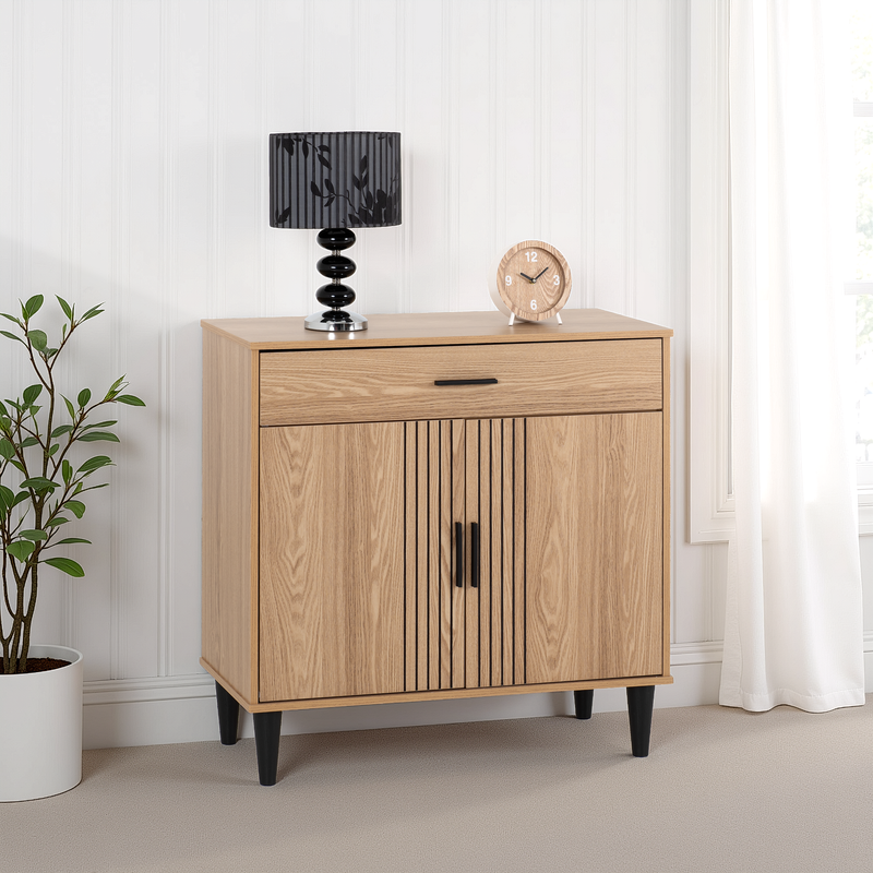 Tessa 2 Door 1 Drawer Natural Oak Effect Sideboard - 900 x 400 x 880mm