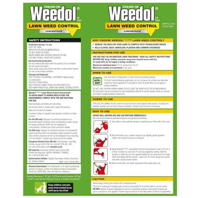 Weedol Lawn Weed Control Concentrate 1L - Up to 500m2