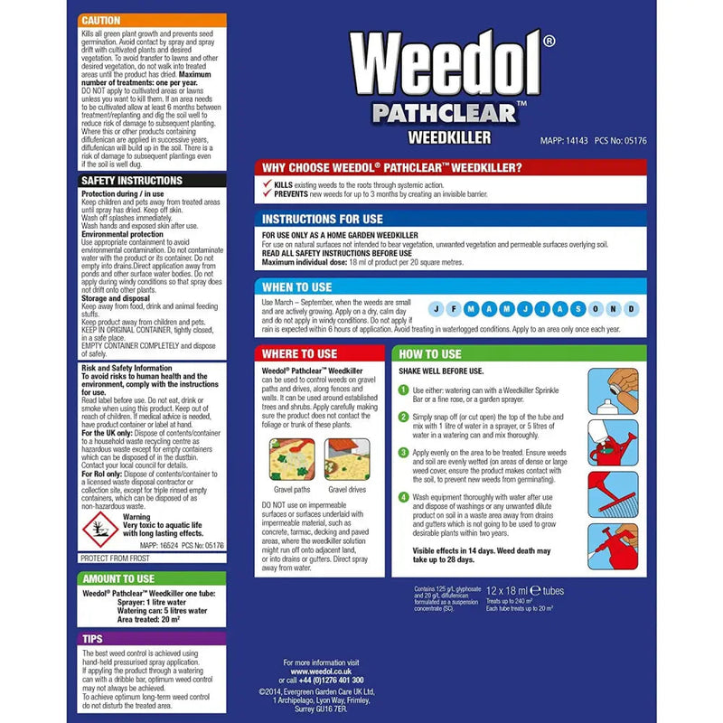 Weedol Pathclear Weedkiller Tubes - 6 / 12 / 18 Pack