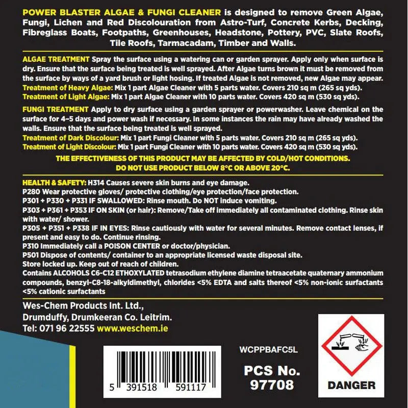 Wes Chem Power Blaster Algae & Fungi Cleaner - 5 Litre -