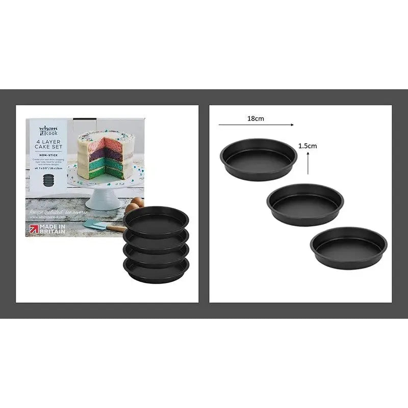 WHAM COOK 18CM (7) 4 LAYER RAINBOW CAKE SET - Cake Pans &