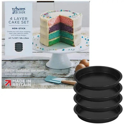 WHAM COOK 18CM (7) 4 LAYER RAINBOW CAKE SET - Cake Pans &