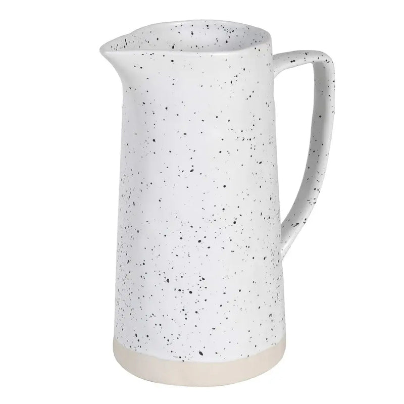White Ceramic Jug With Blue Spot Pattern 24cm - Homeware