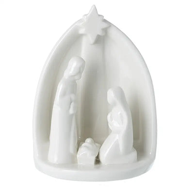 White Ceramic Nativity Scene 12x17cm - Seasonal >>