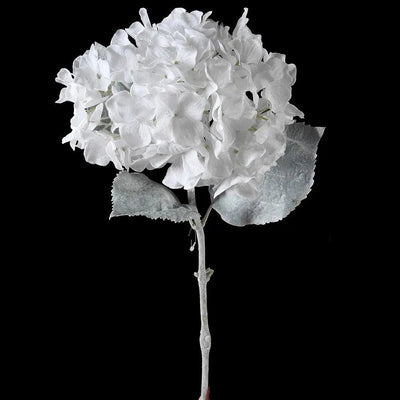 White Glitter Hydrangea Flower Stem - Christmas